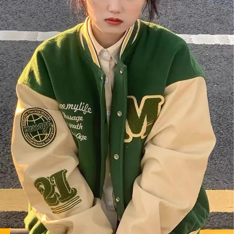 여성용 빈티지 스트리트웨어 야구 재킷, Y2k 오버사이즈 대표팀 재킷, 2023 한국 패션, 대학 커플 보머 코트, 미적